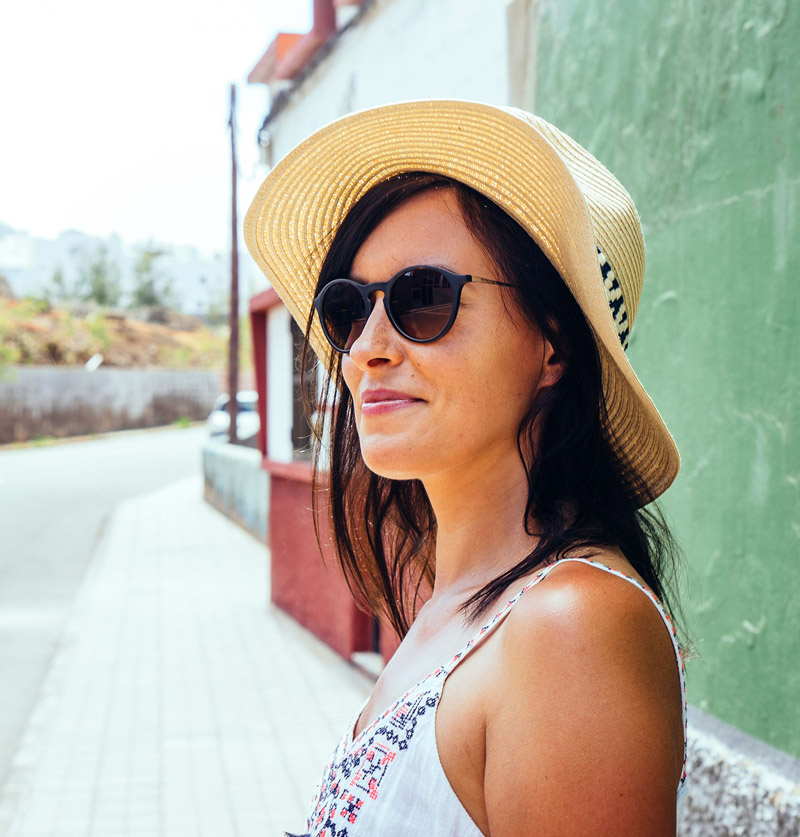 Woman with Sunglasses and Sunhat